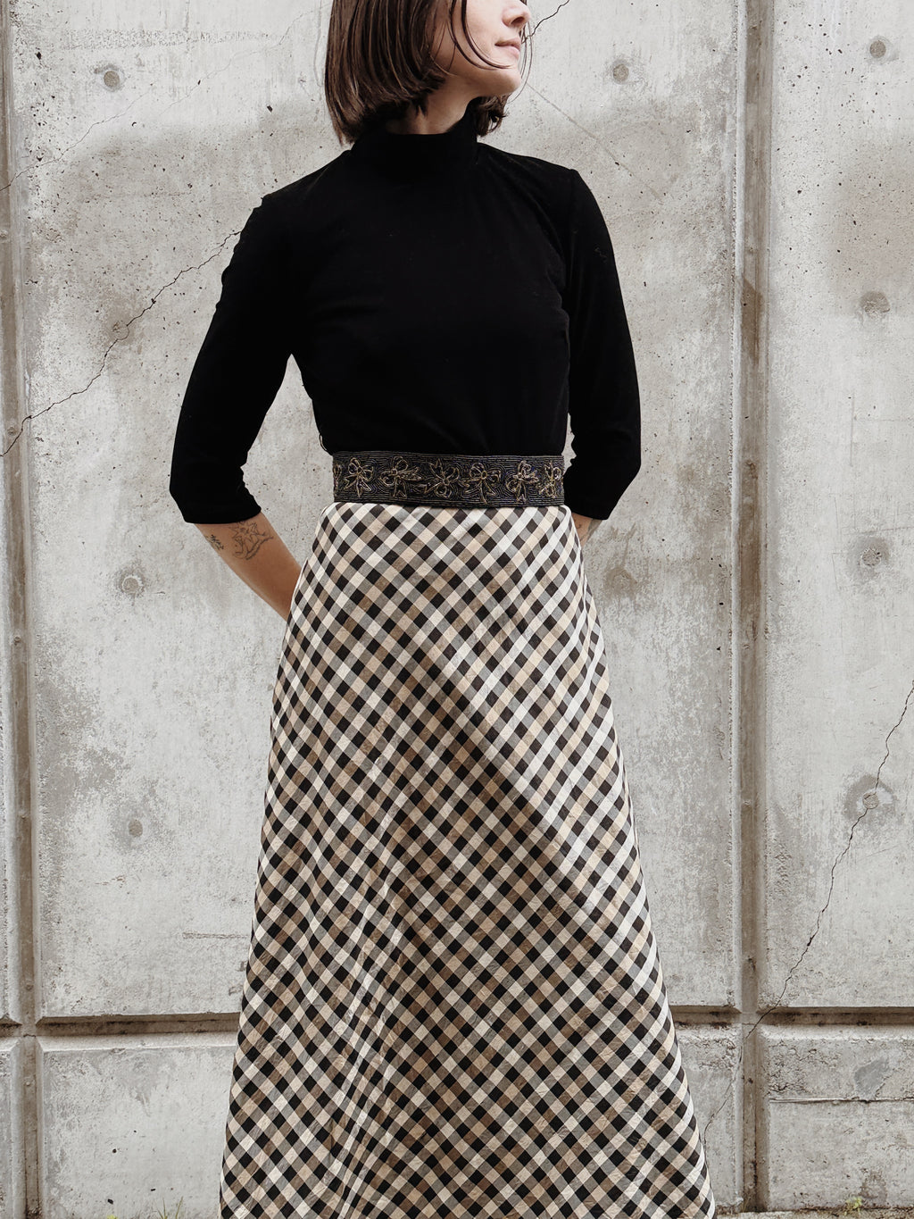 Black Velvet and Gingham Maxi