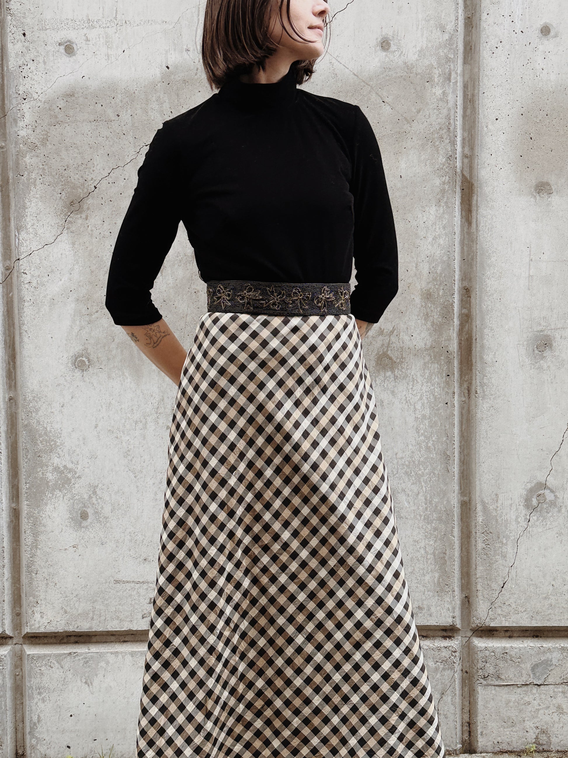 Black Velvet and Gingham Maxi