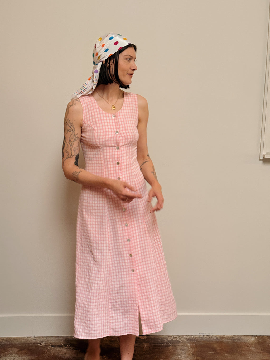 Pink Gingham Maxi