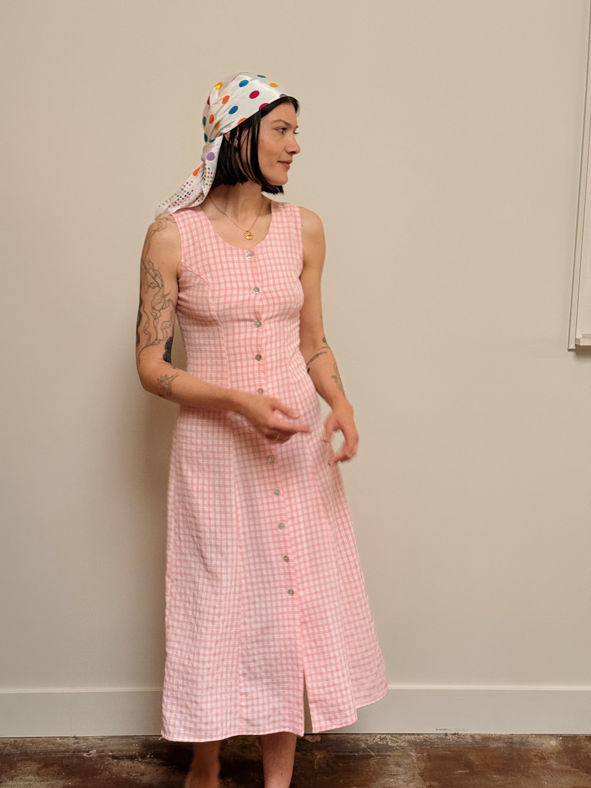 Pink Gingham Maxi