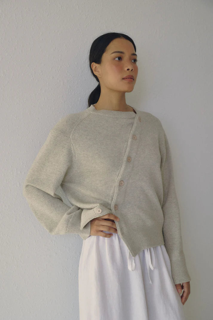 Asymmetric Cotton Knit Cardigan