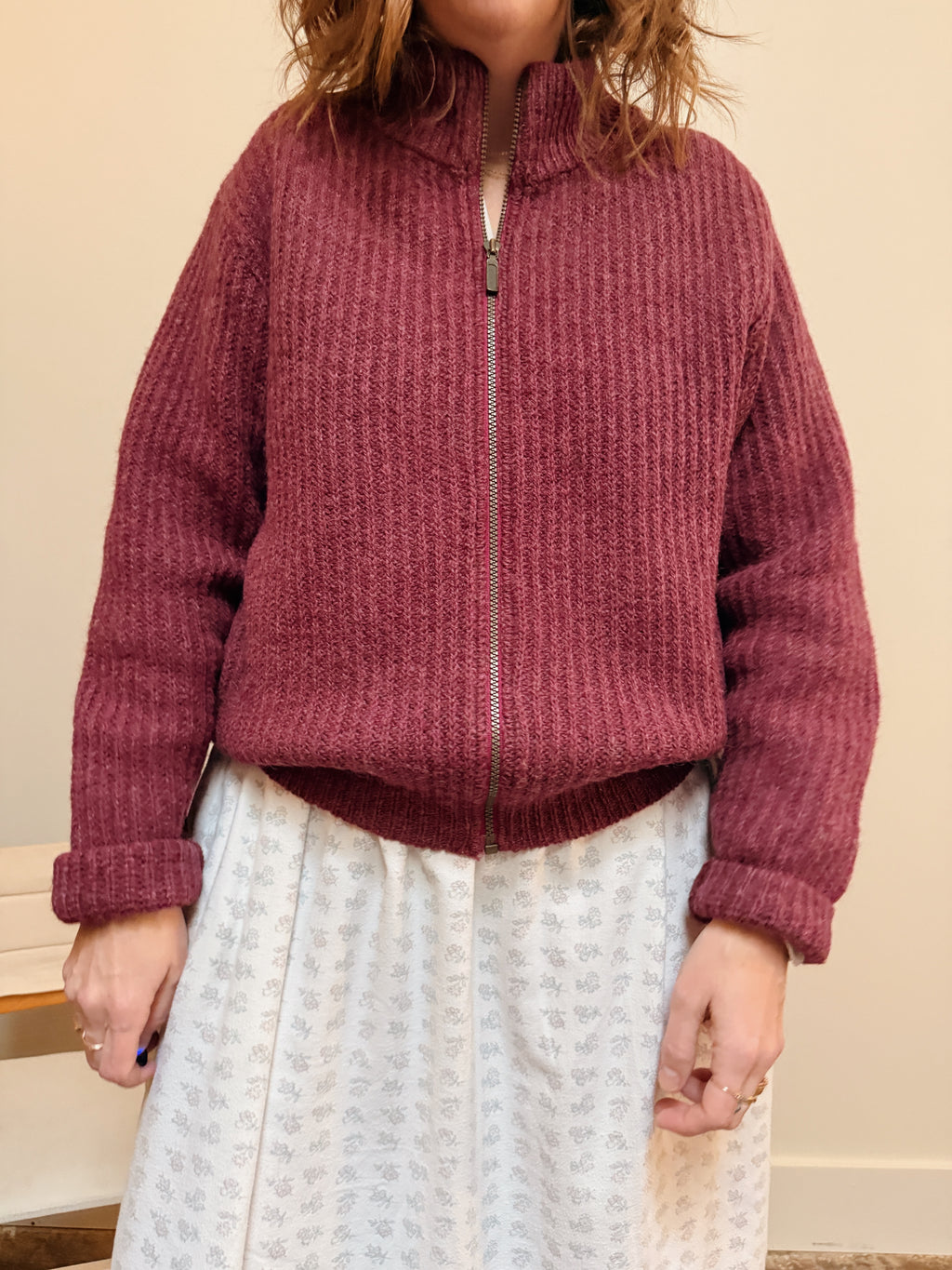 LL Bean Ribbed Zip Cardi