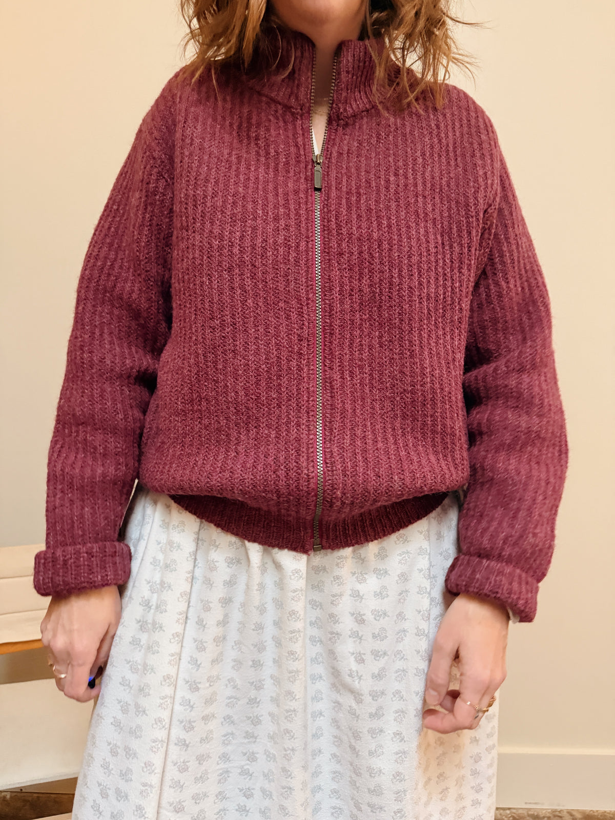 LL Bean Ribbed Zip Cardi