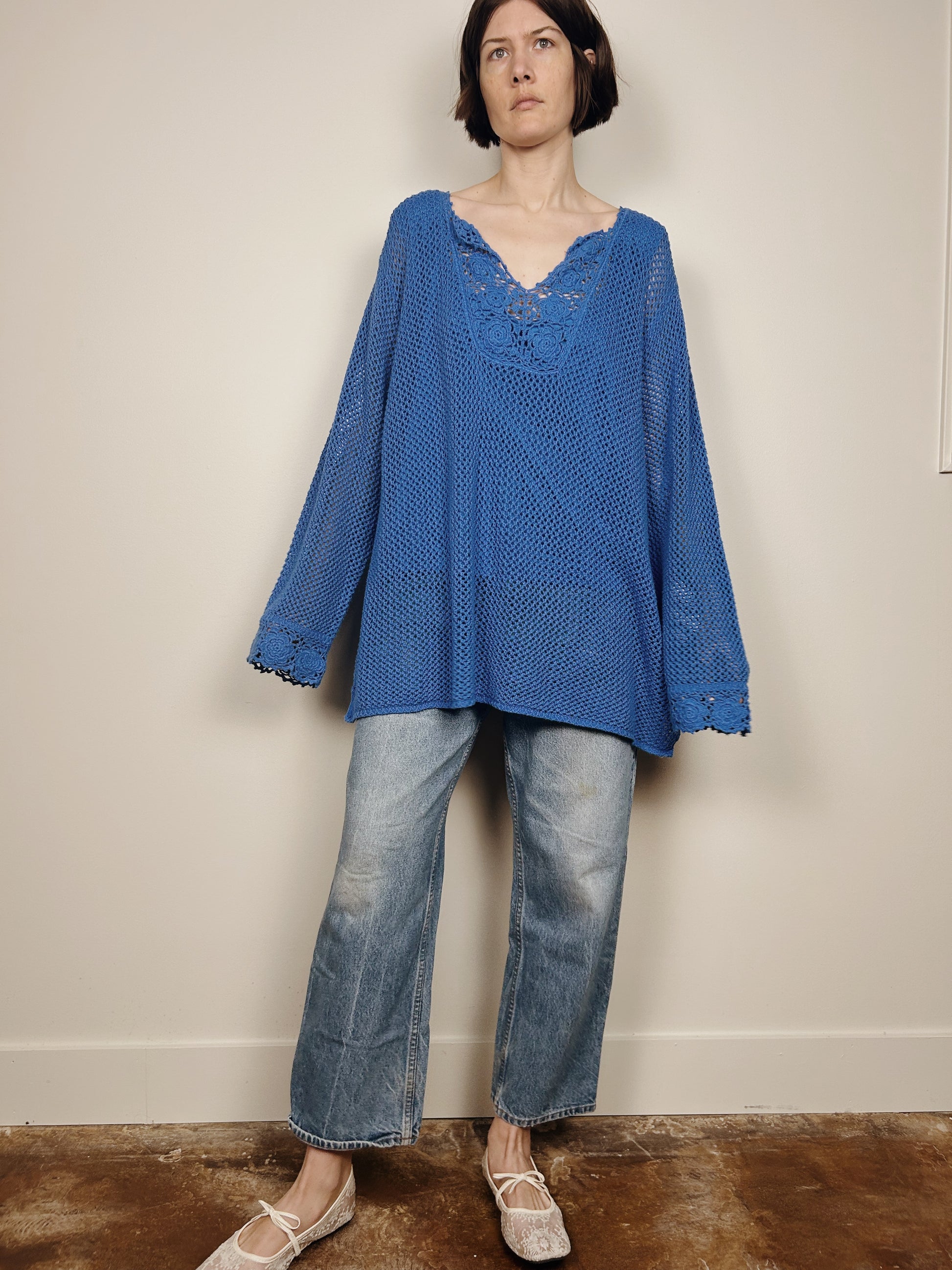 Blue Lace/Crochet Mini Dress