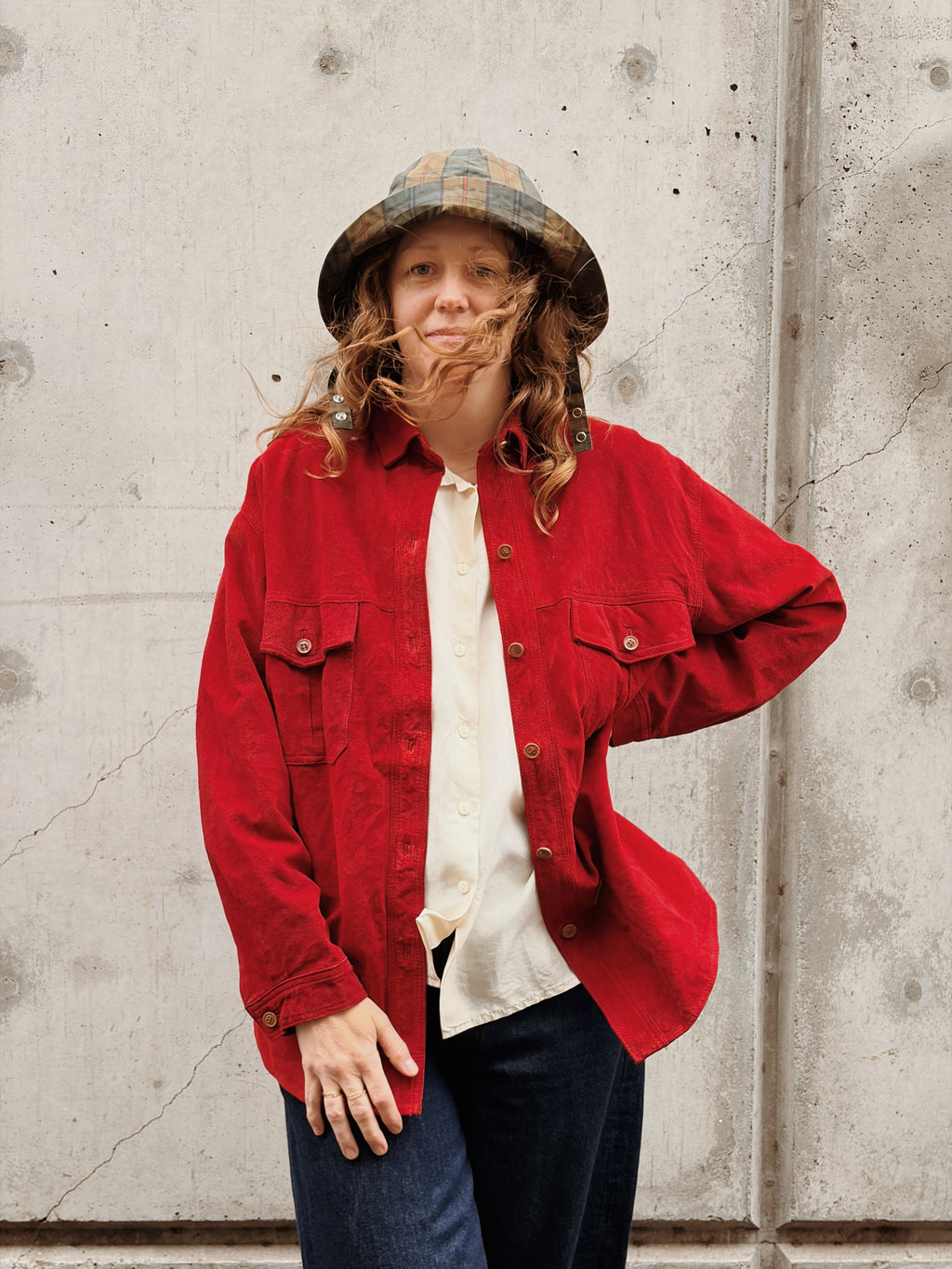 Red Suede Shirt Jacket