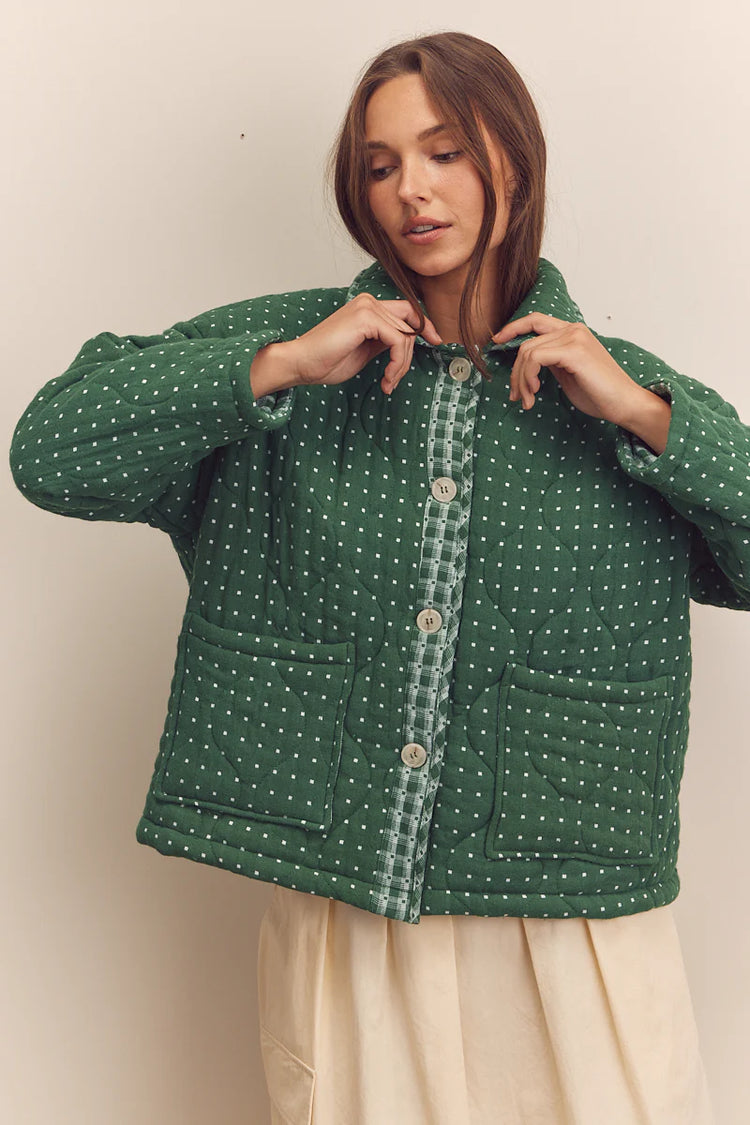 Quilted Round Collar Jacket