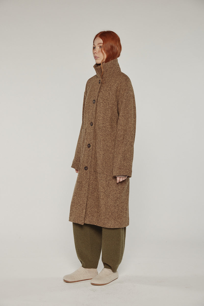 Wool High Neck Maxi Coat