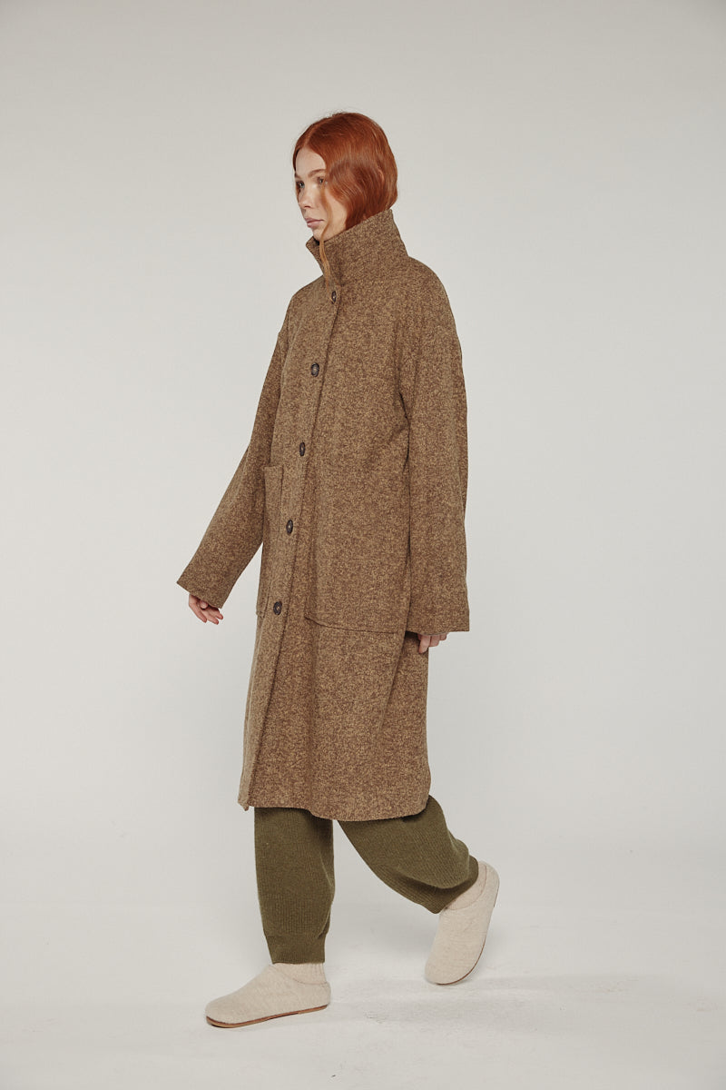 Wool High Neck Maxi Coat
