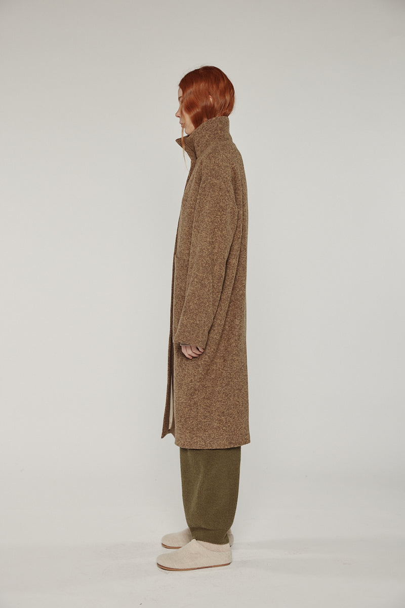 Wool High Neck Maxi Coat