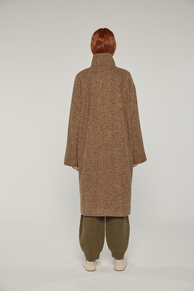 Wool High Neck Maxi Coat
