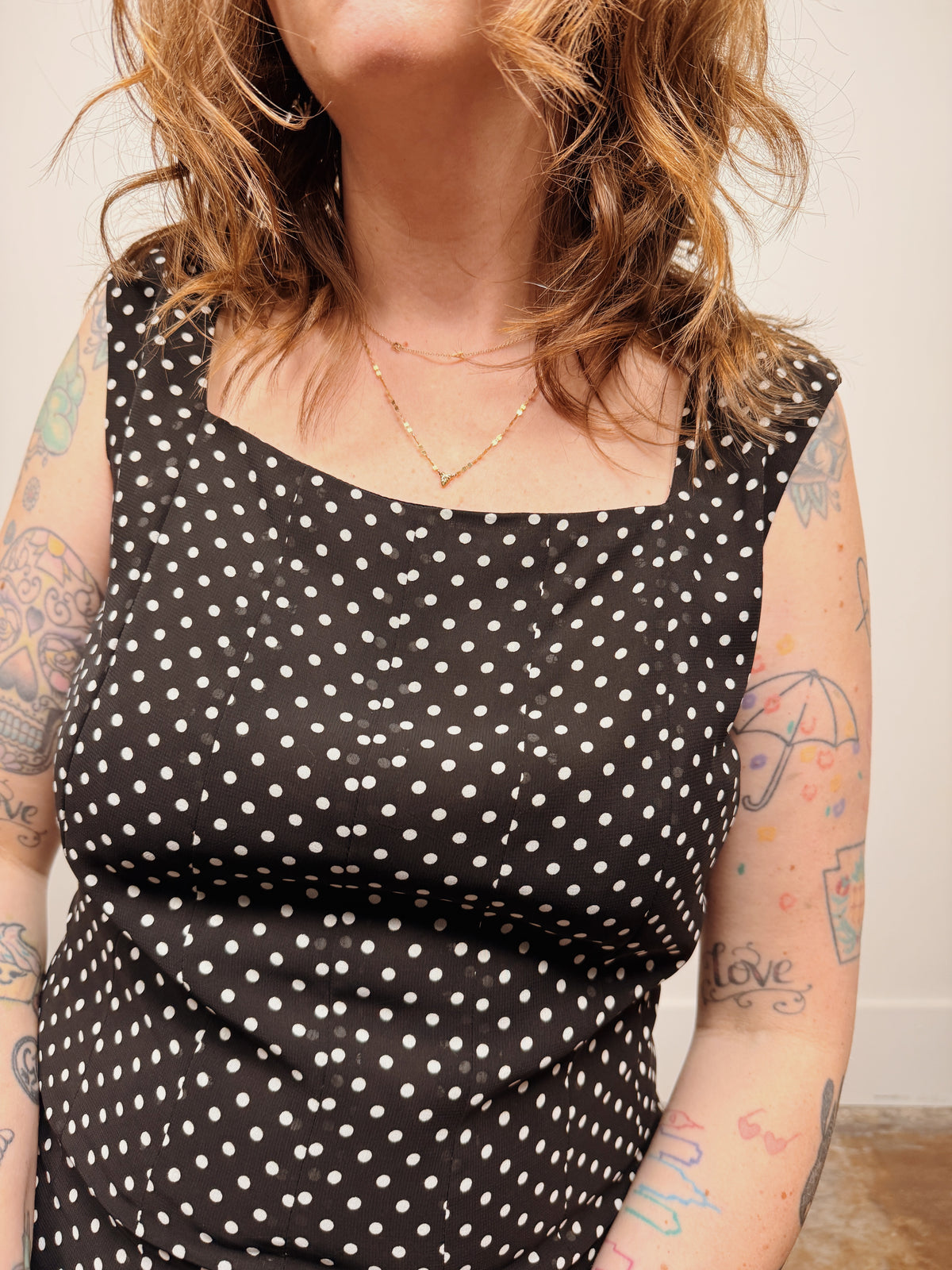 Polka Dot Pleated Maxi