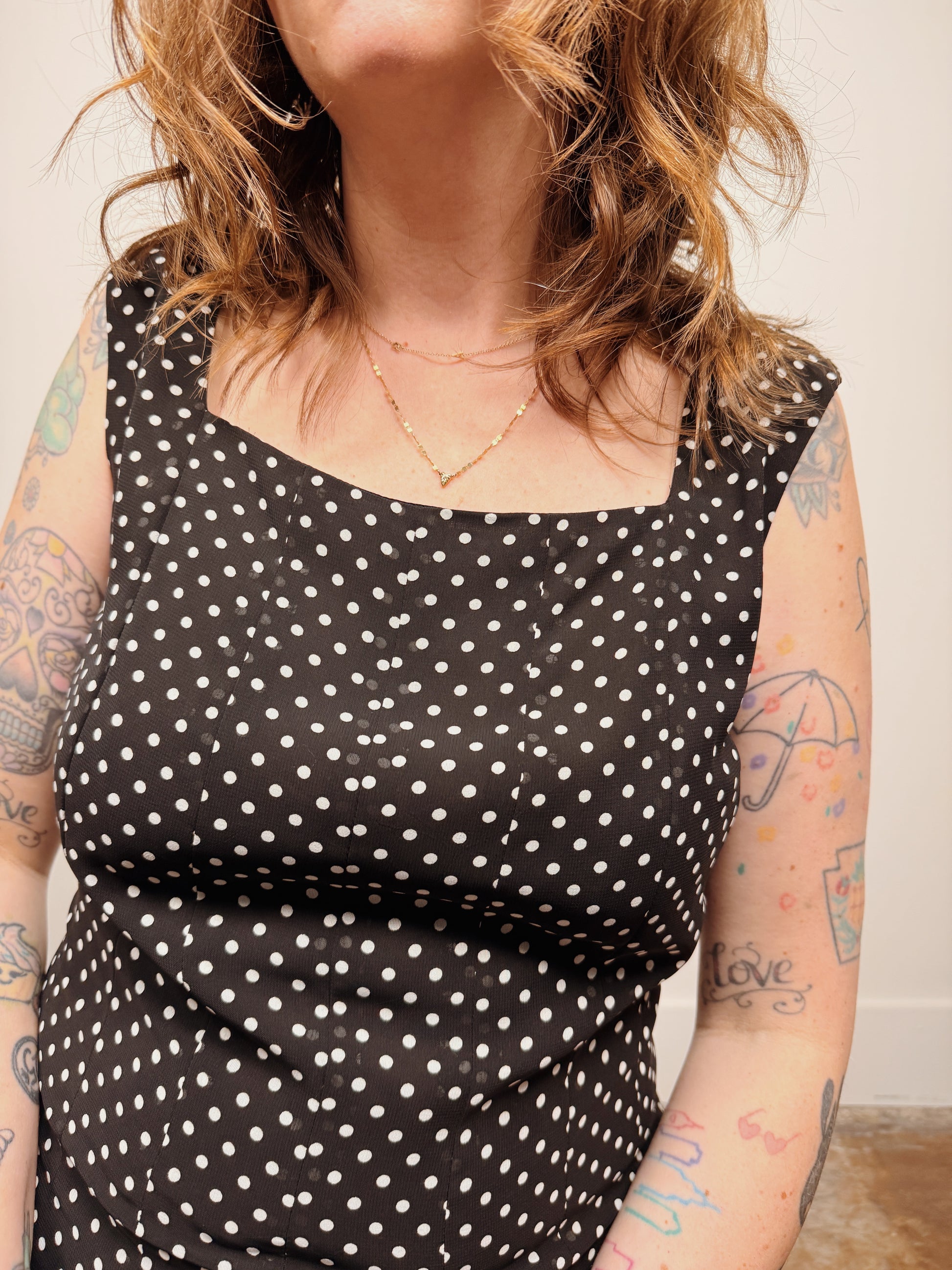 Polka Dot Pleated Maxi