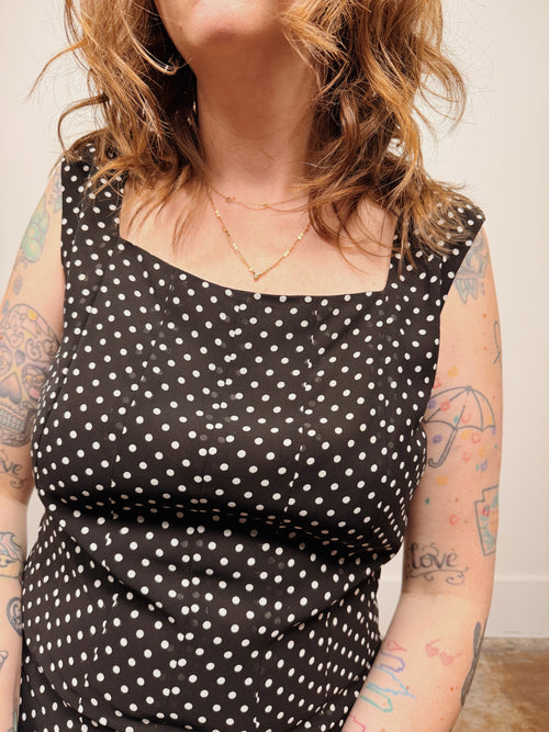 Polka Dot Pleated Maxi