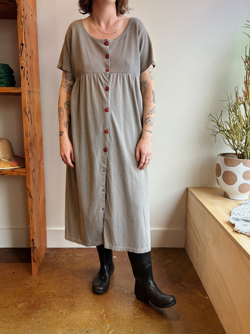 Ribbed Babydoll Midi