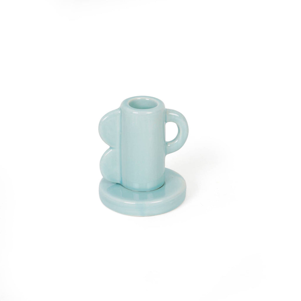 Side Waves Candle Holder - Light Blue