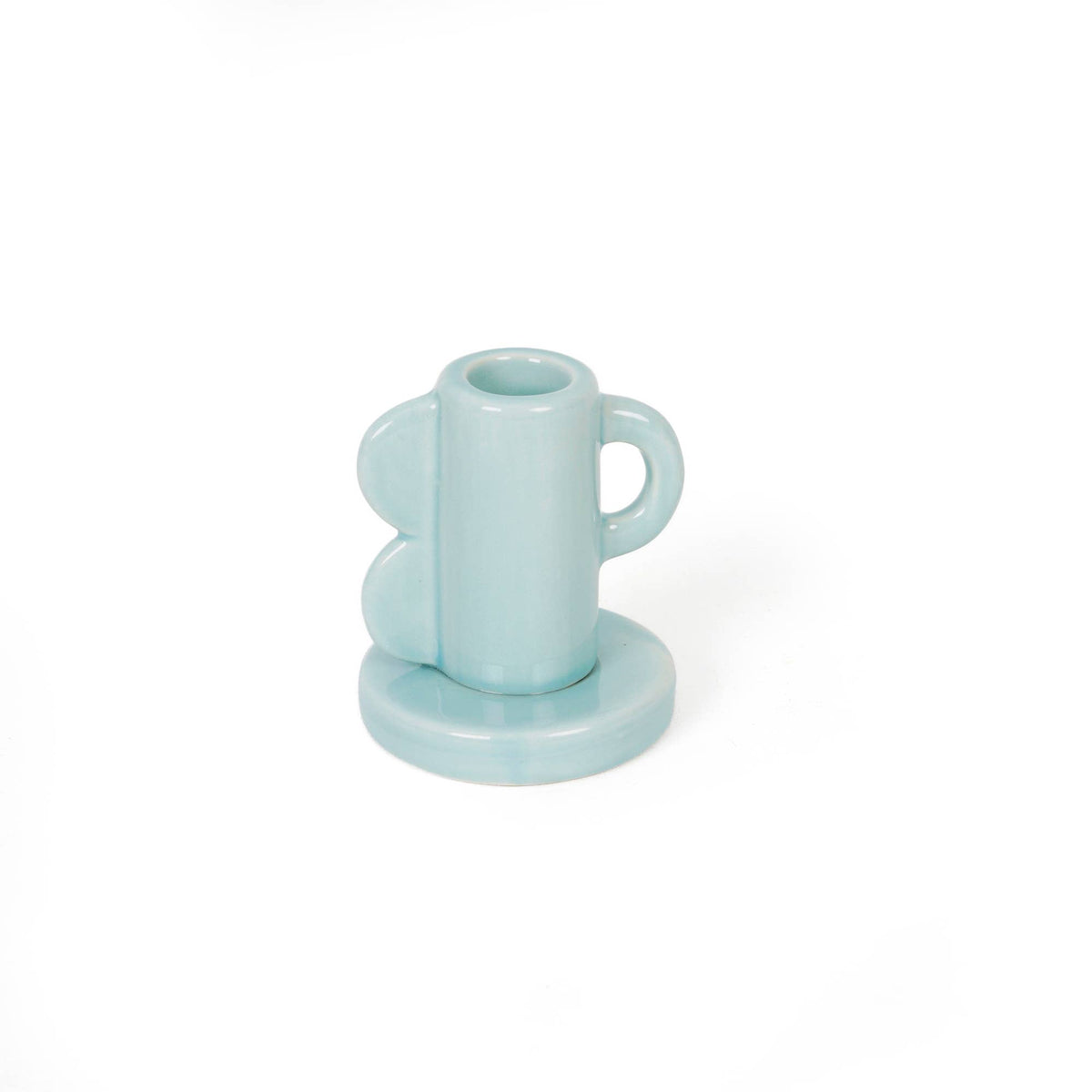 Side Waves Candle Holder - Light Blue