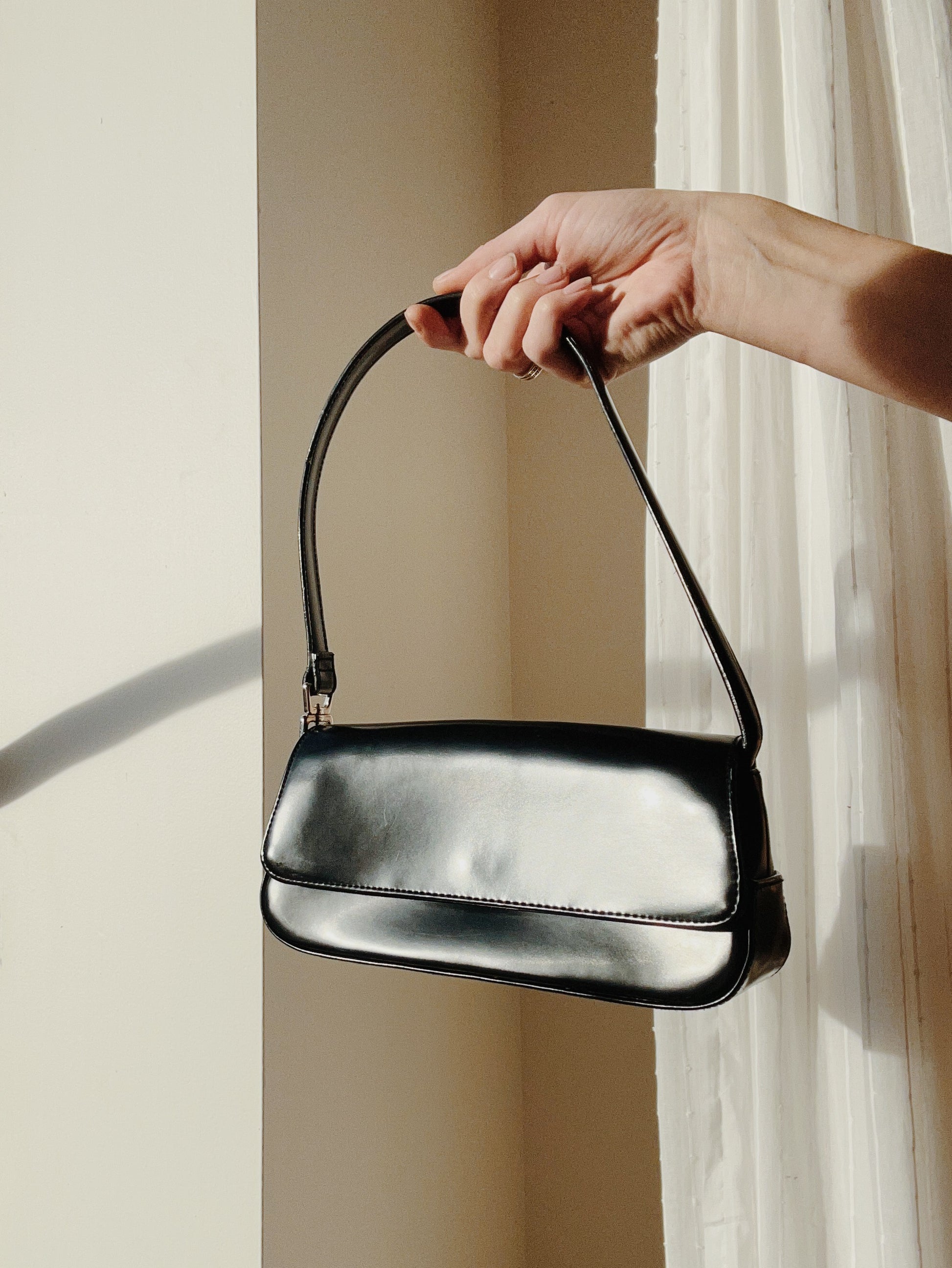 Black Patent Leather Mini Baguette