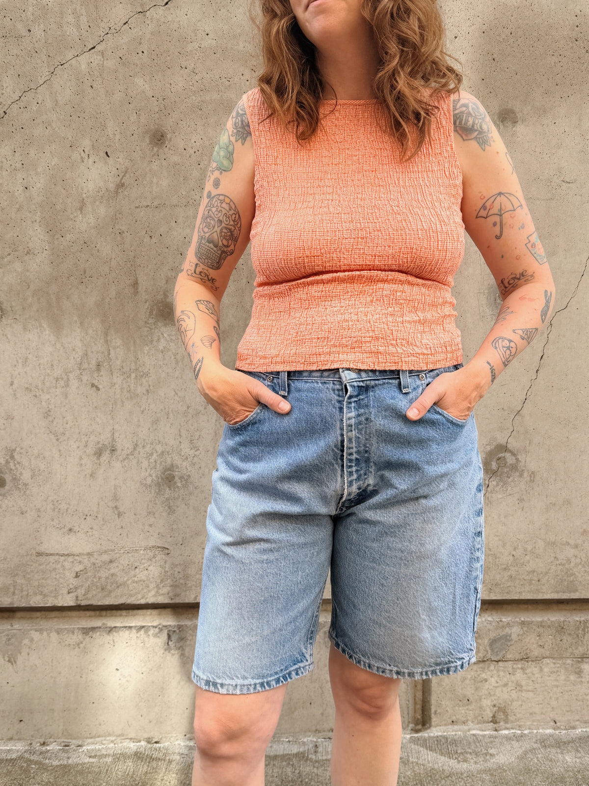 Orange Smocked Tank