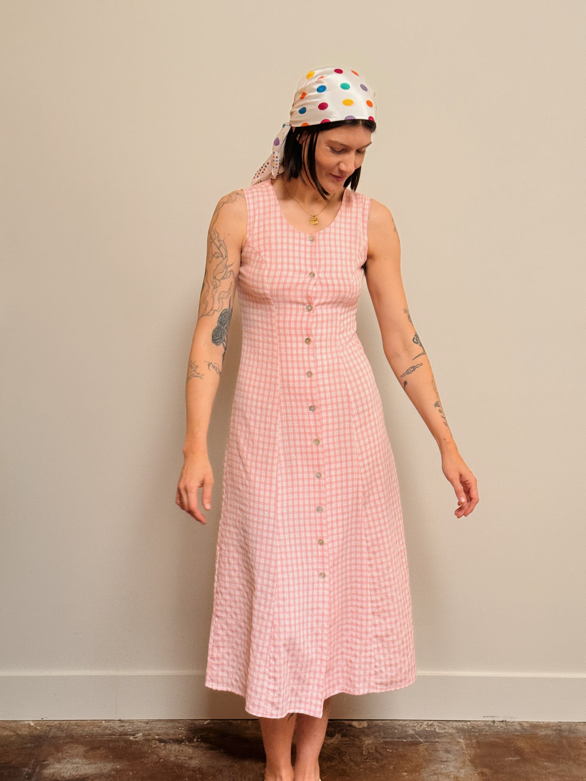 Pink Gingham Maxi