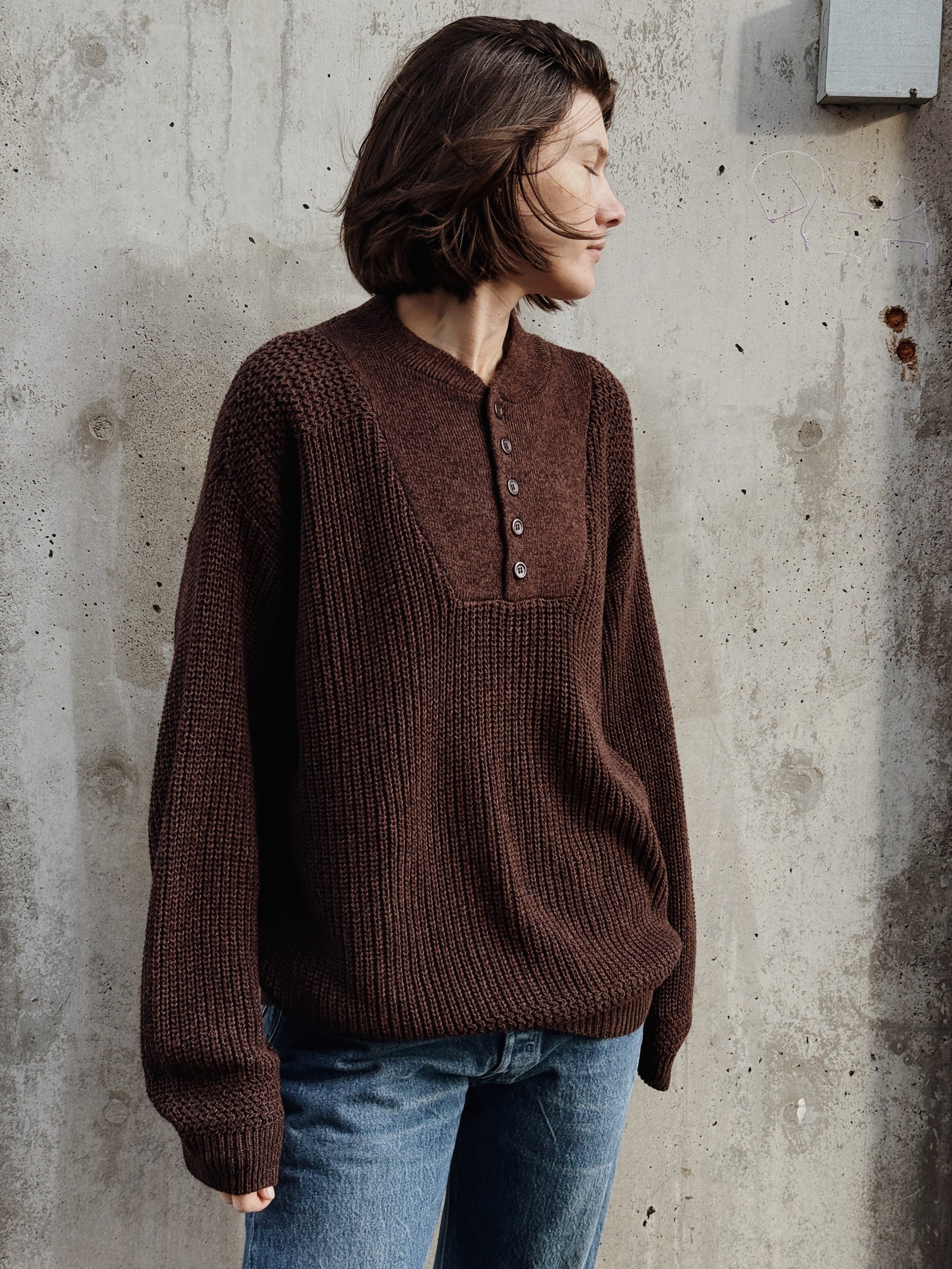 Chocolate Cotton Henley