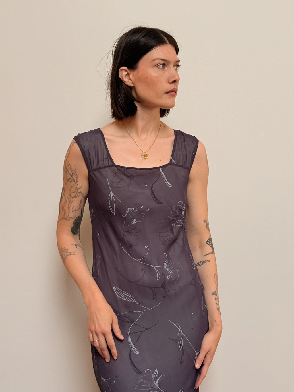 Square Neck Sheer Dress