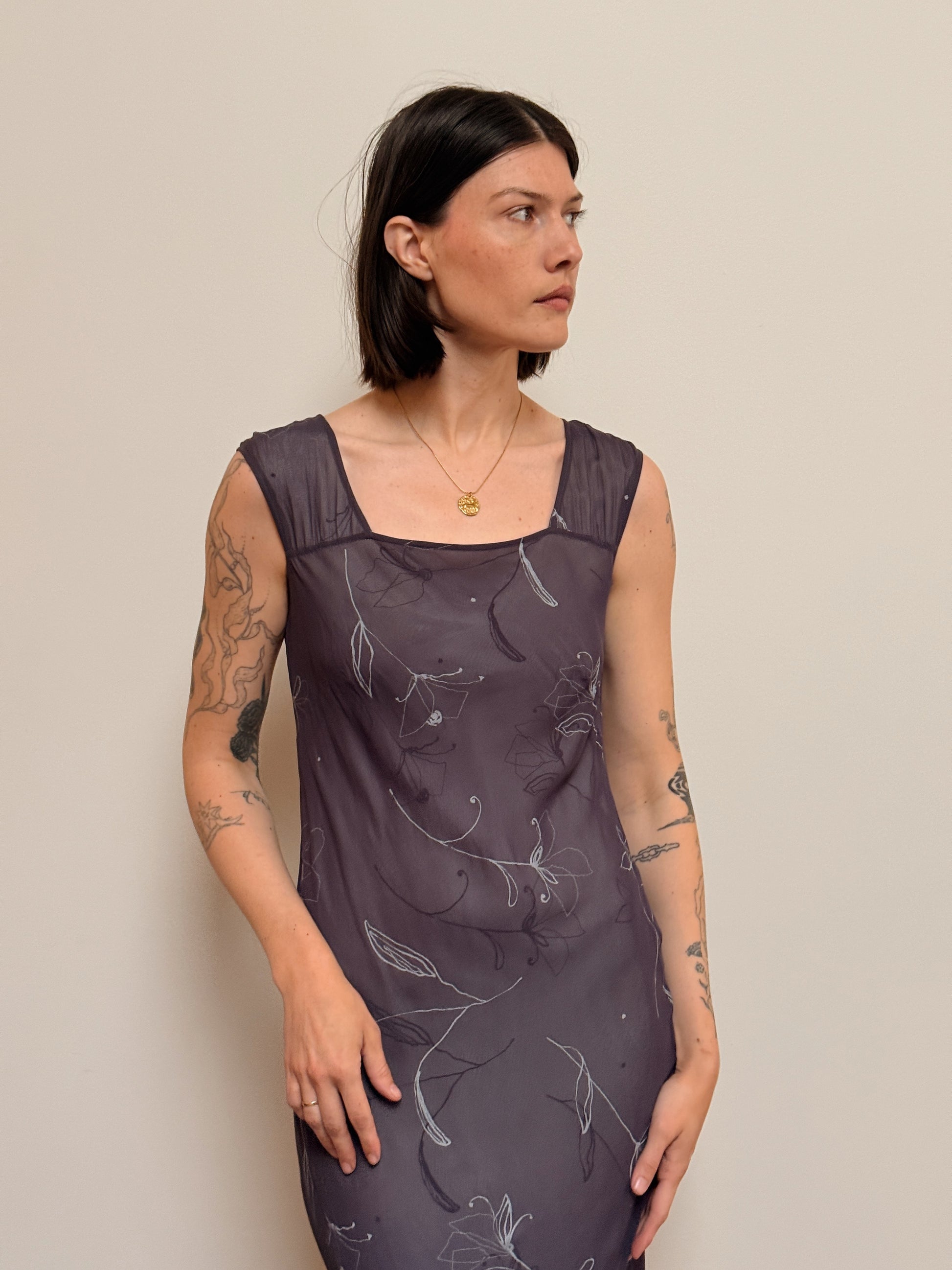 Square Neck Sheer Dress