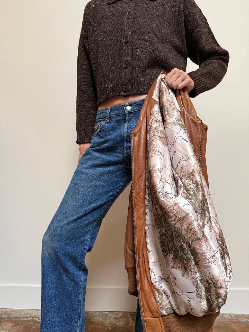 Zip Brown Leather Jacket