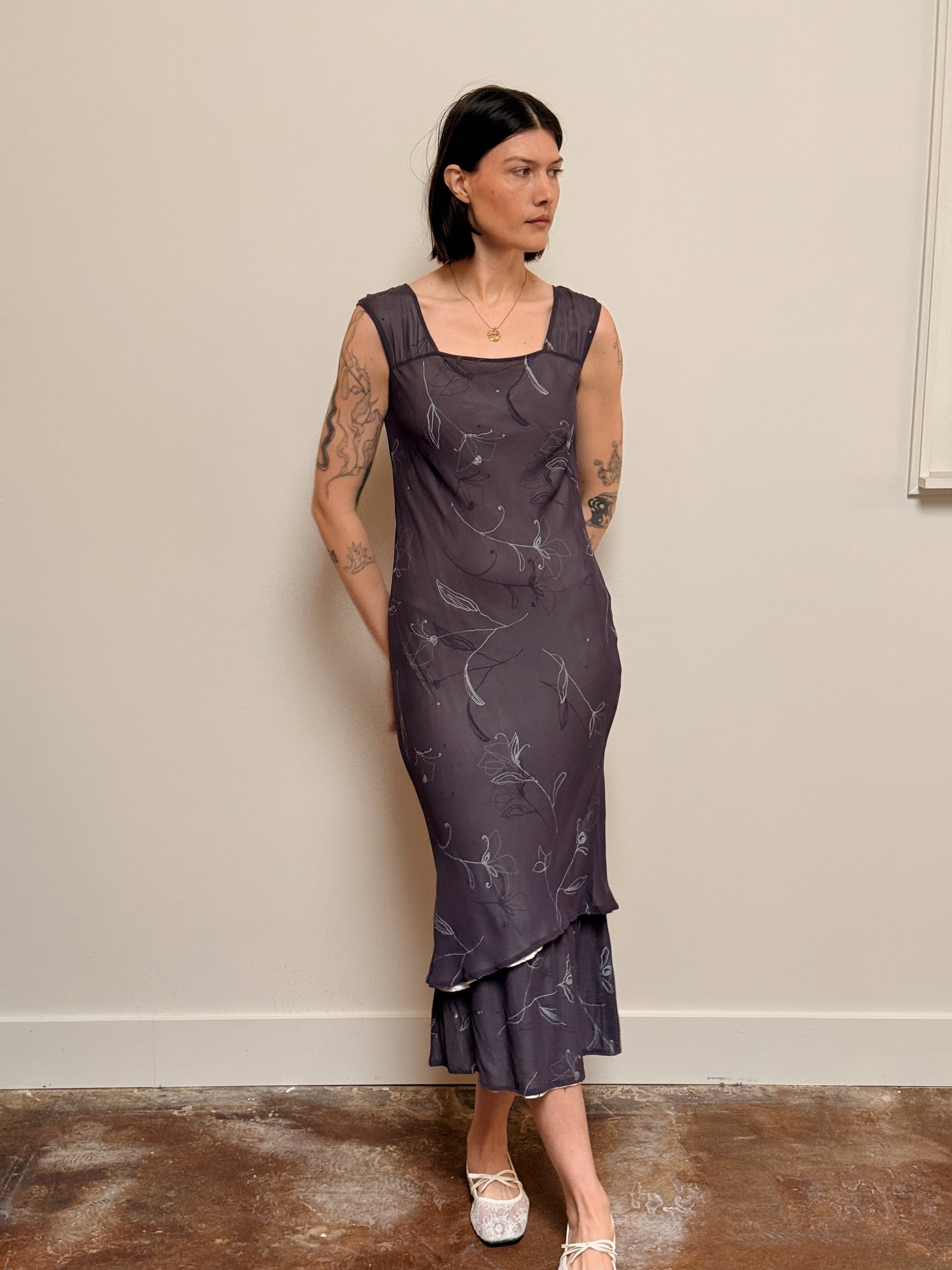 Square Neck Sheer Dress