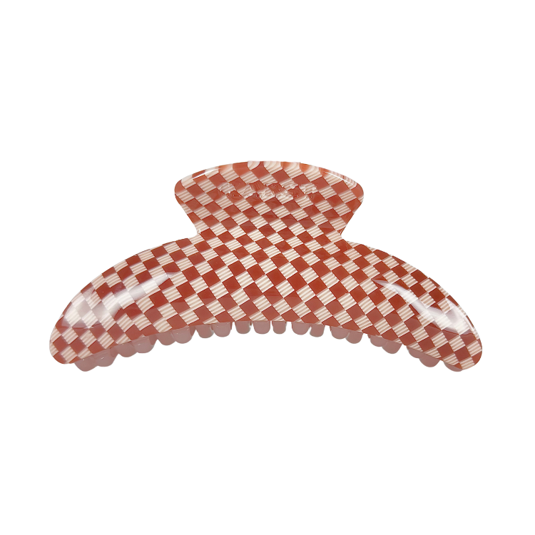 Slim Hair Claw Clip — Maraschino Checker