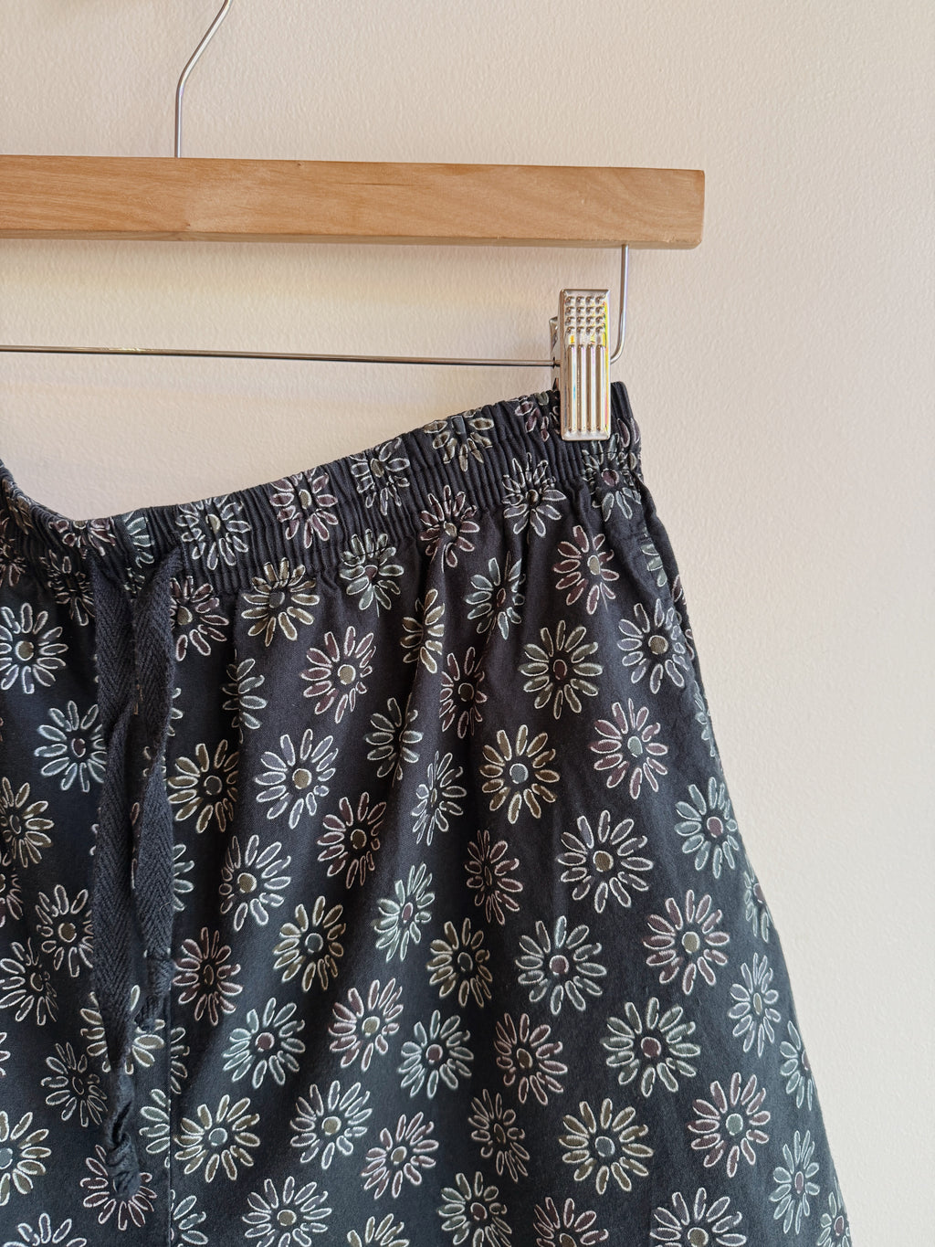 Navy Floral Cotton Shorts