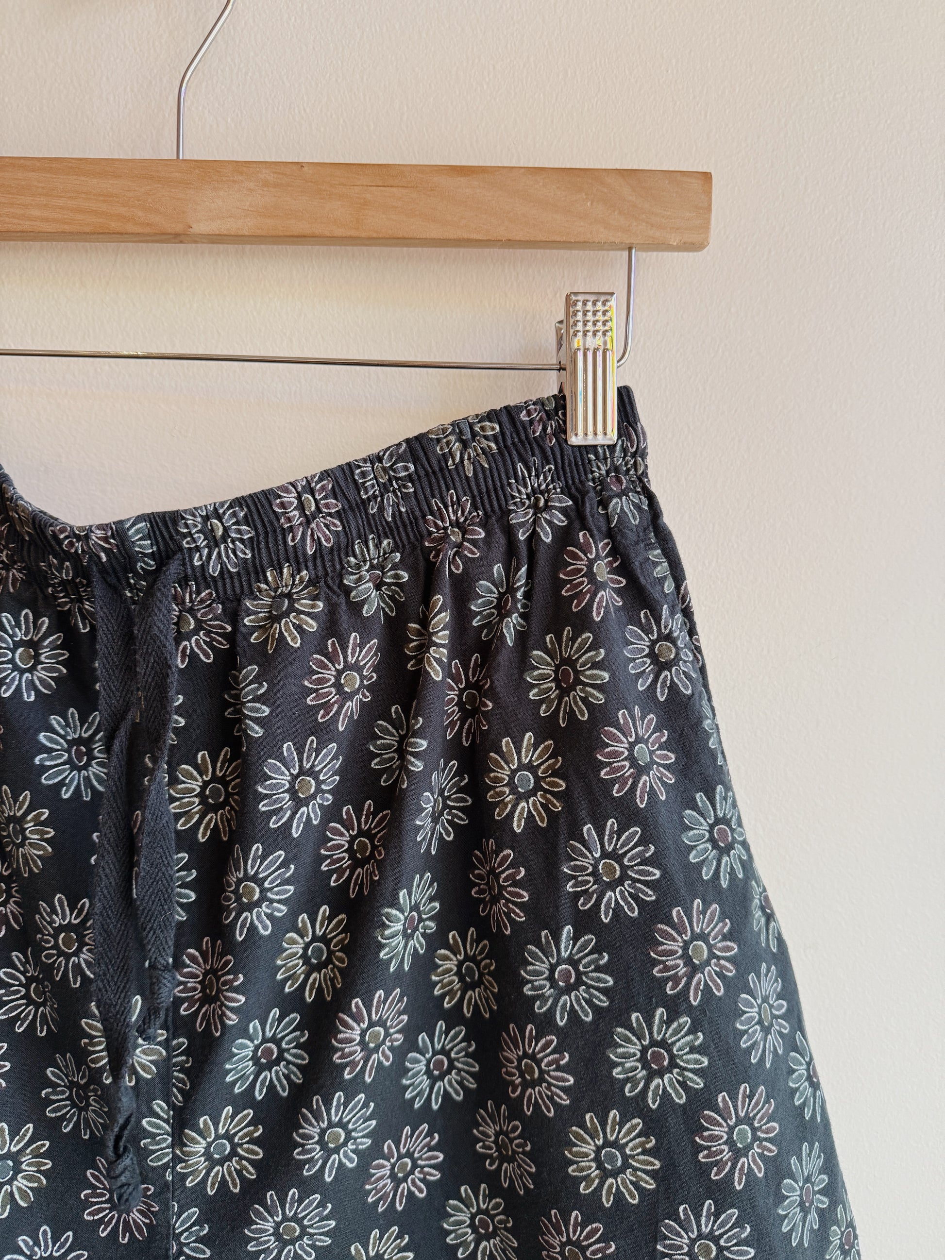Navy Floral Cotton Shorts