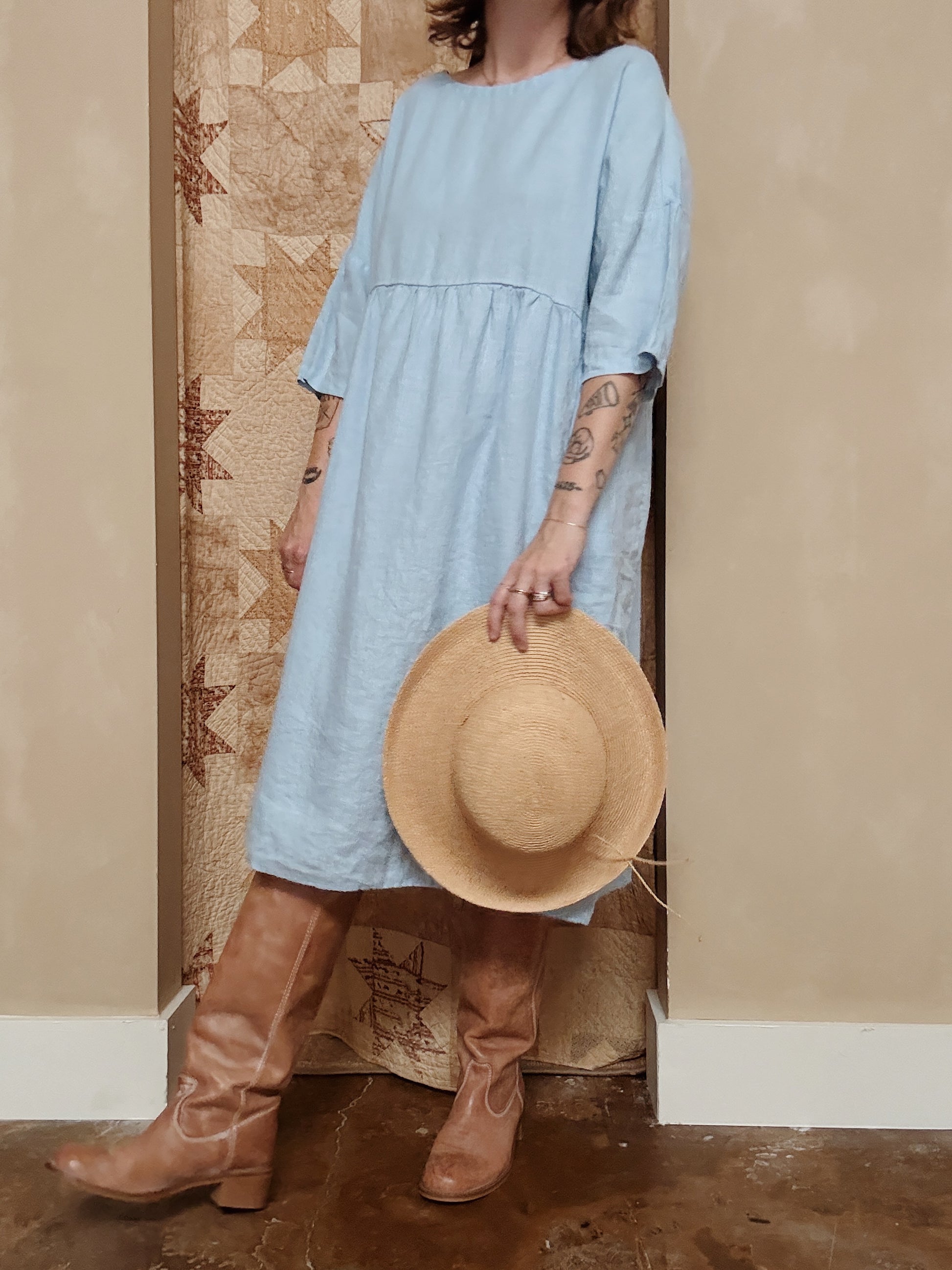 Blue Linen Dress