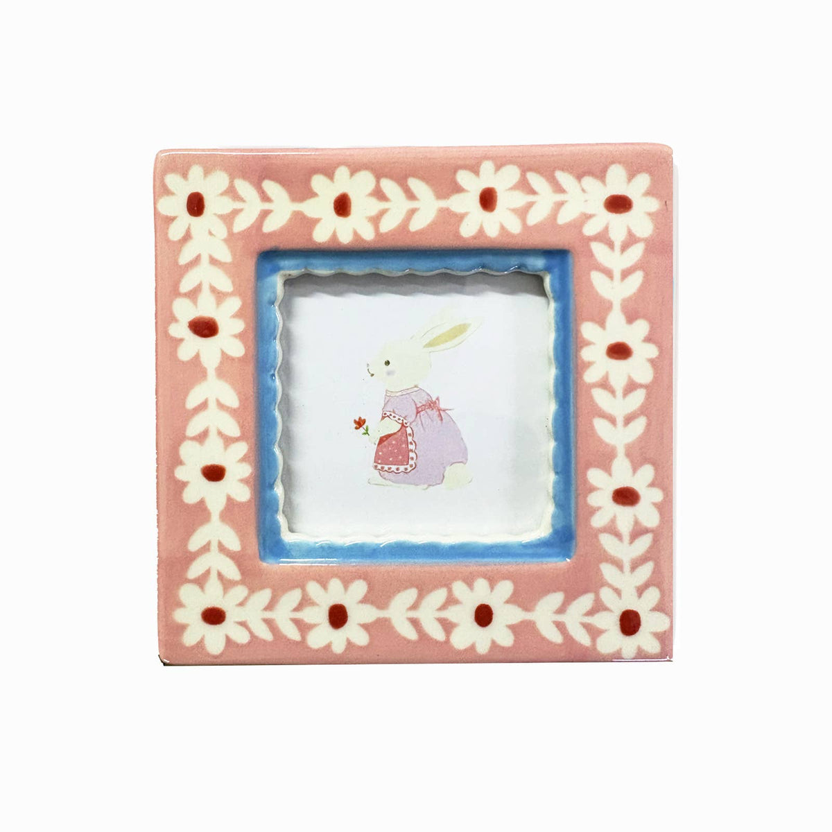 Hand-painted Ceramic Photo Frame - Pink