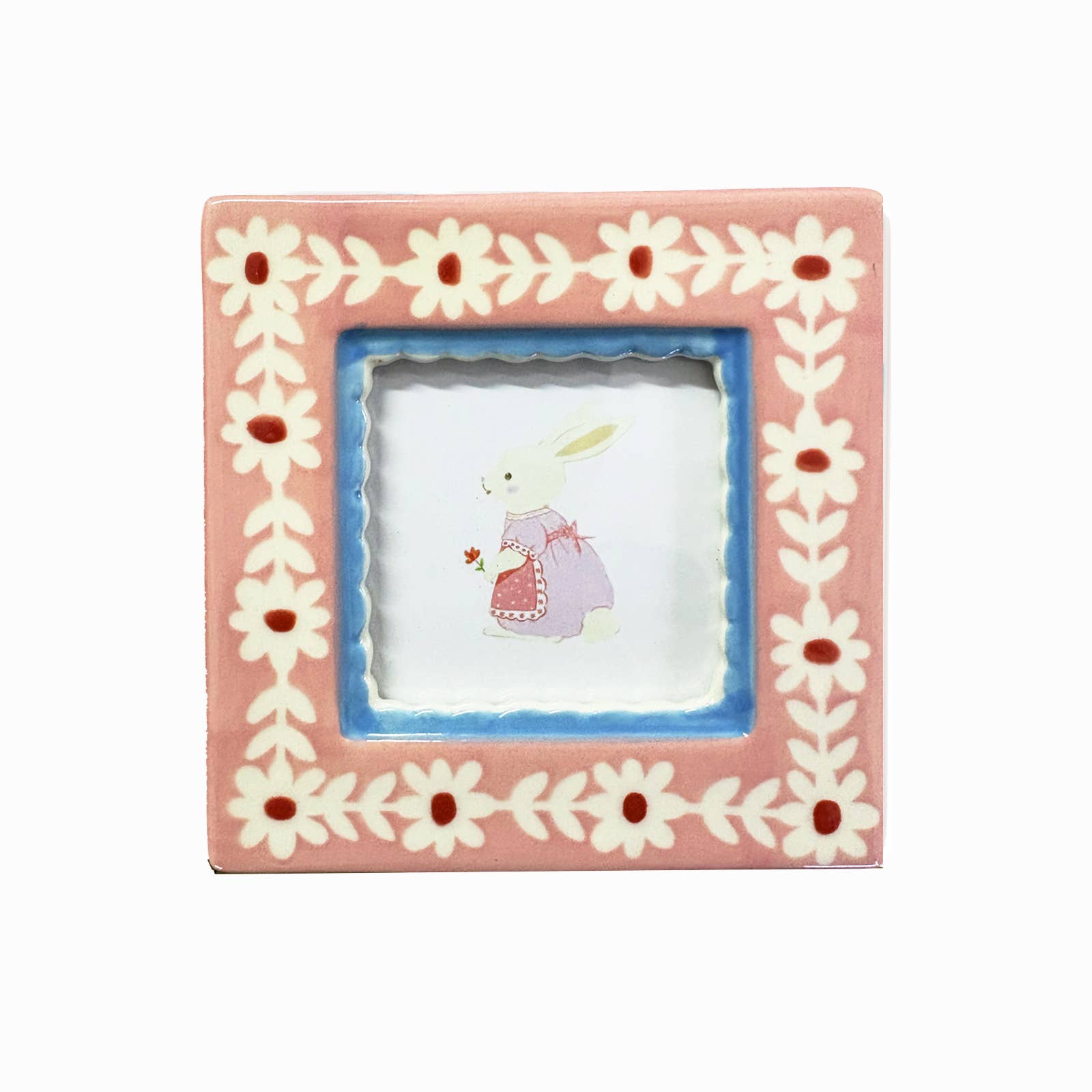 Hand-painted Ceramic Photo Frame - Pink