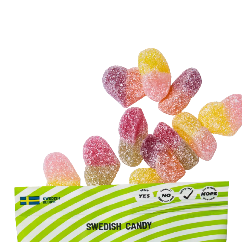 Sour Fruity Heart Gummies Swedish Candy Bag