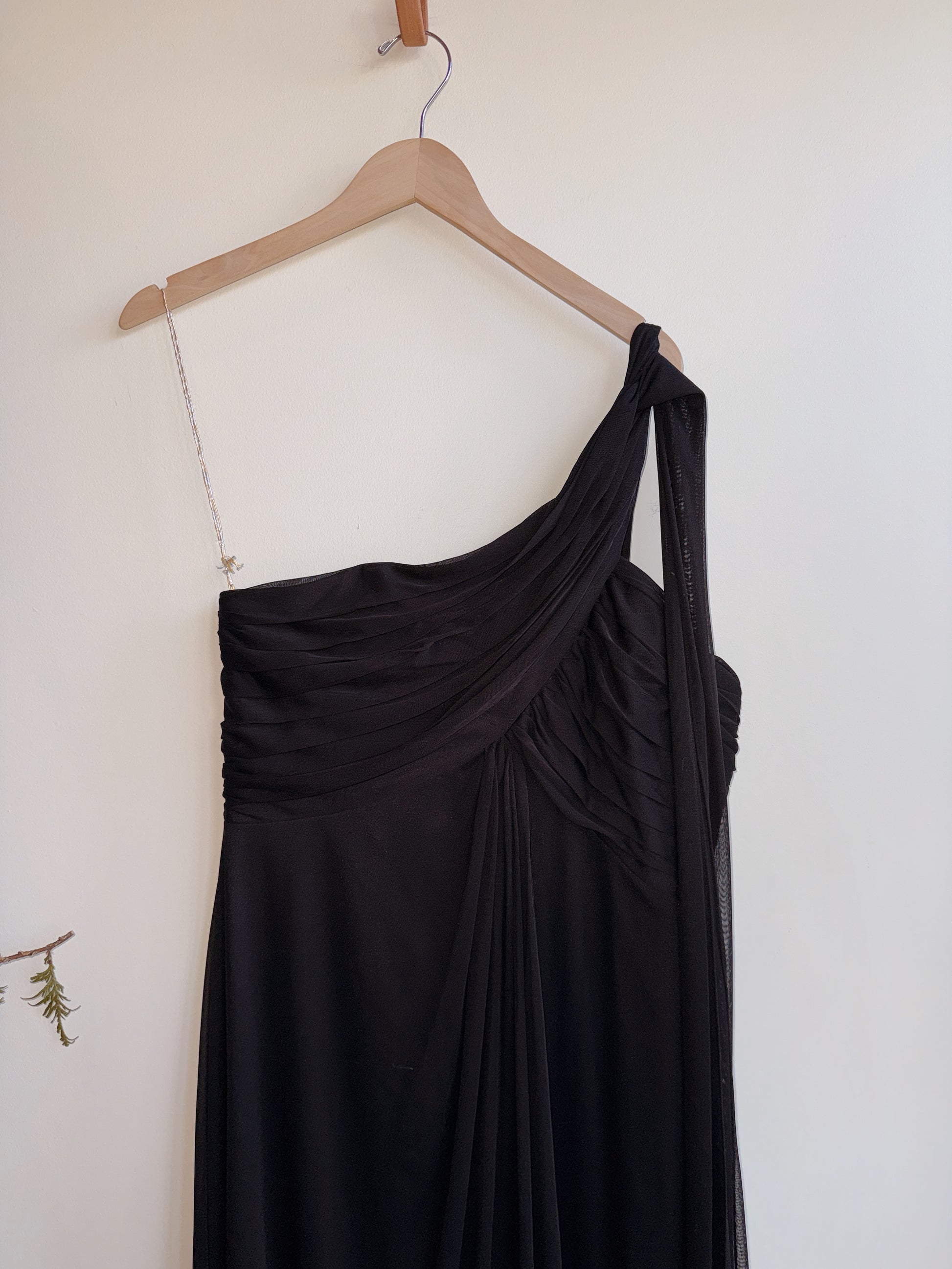 Black Chiffon One Shoulder Dress
