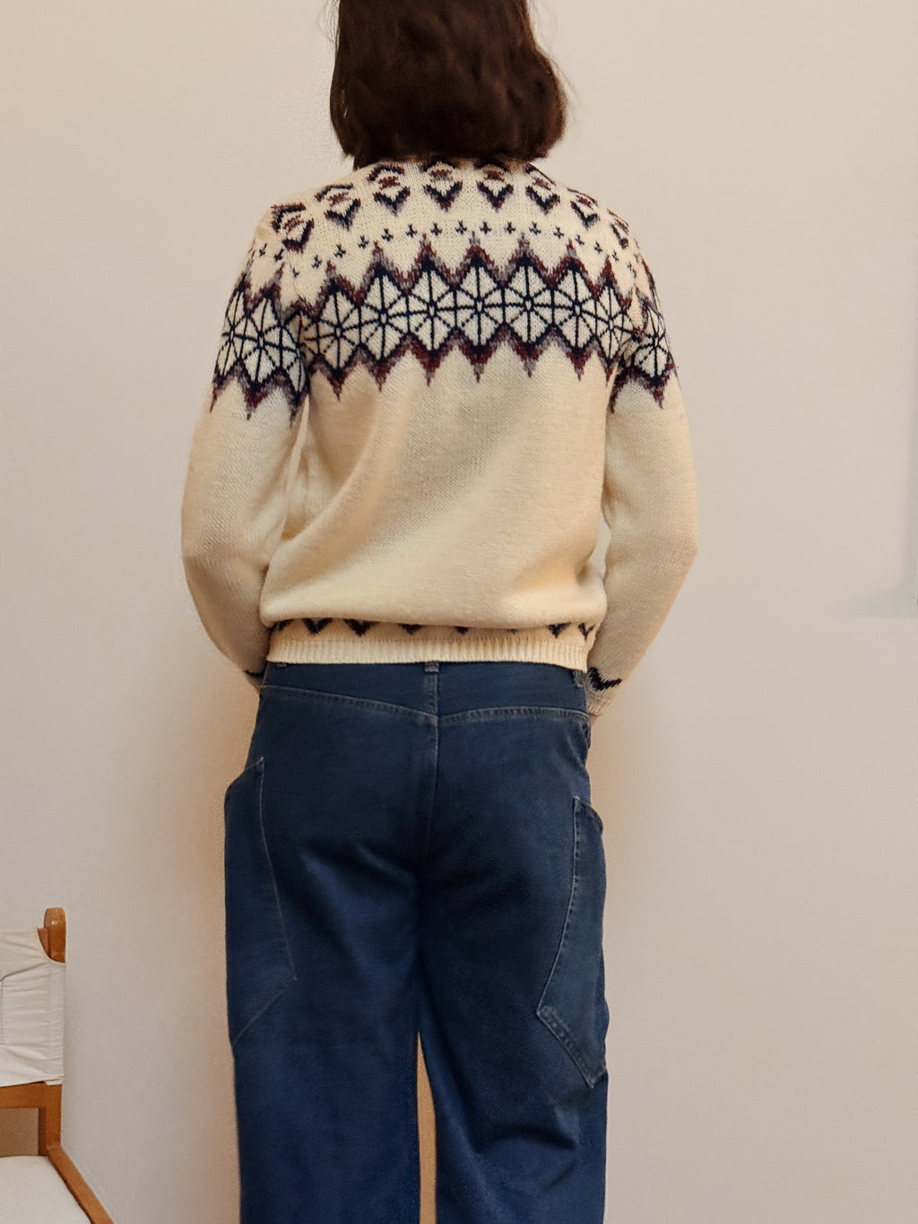 Jaquard Knit Wool Cardigan