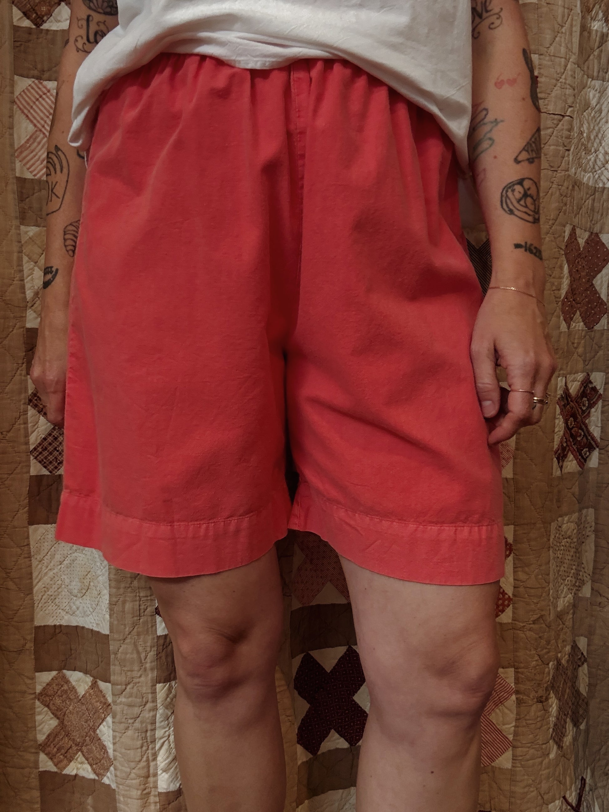Pink Cotton Easy Shorts
