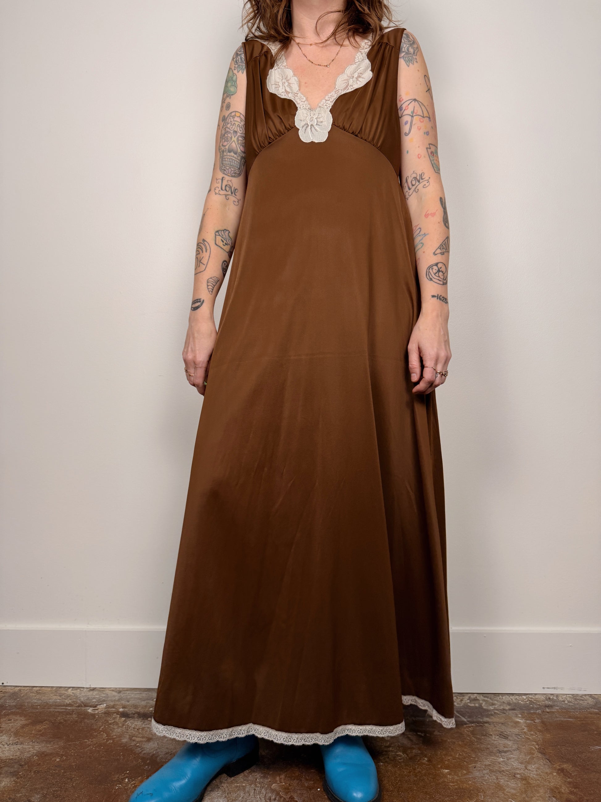 Chocolate & Lace Maxi Slip Dress