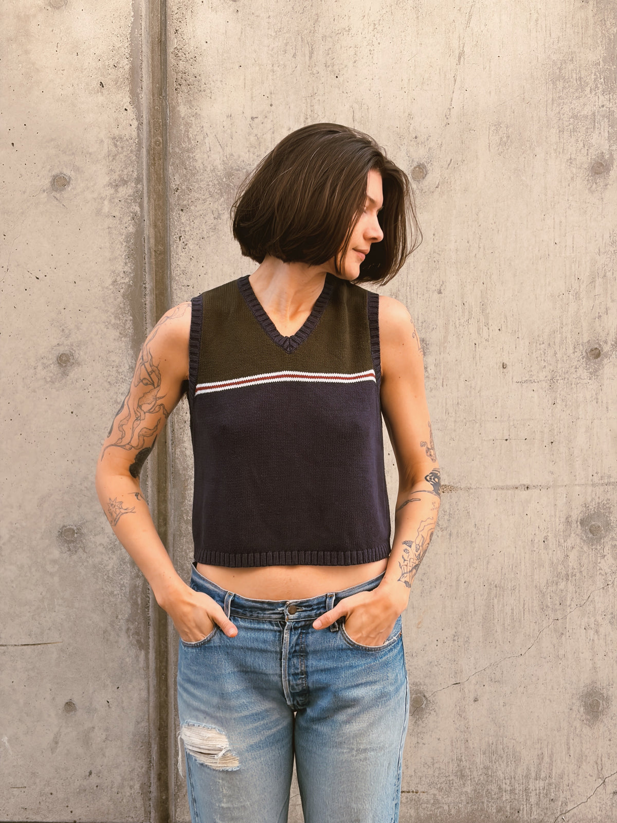 Cotton Stripe Vest