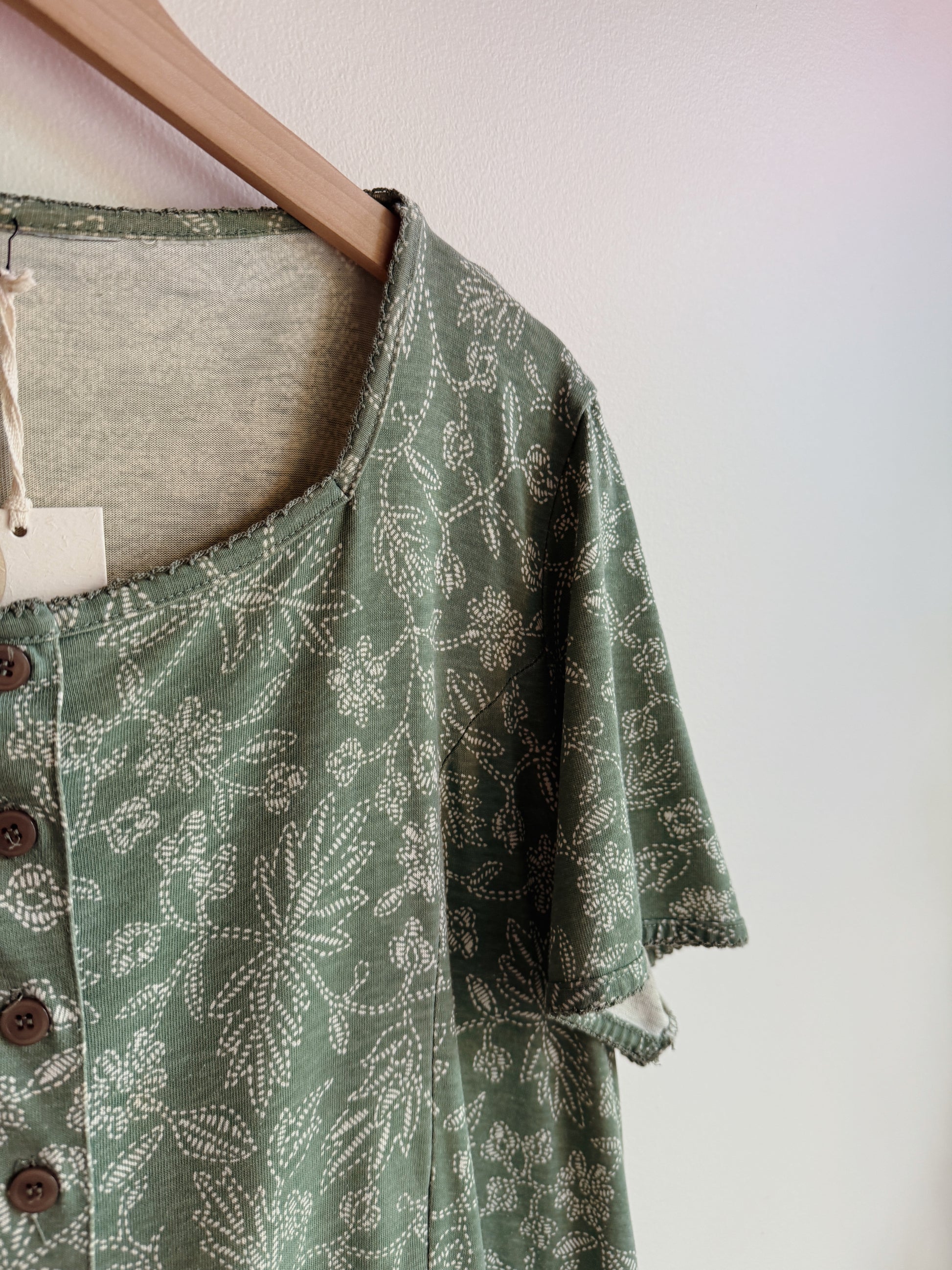 Green Floral Cotton Babydoll