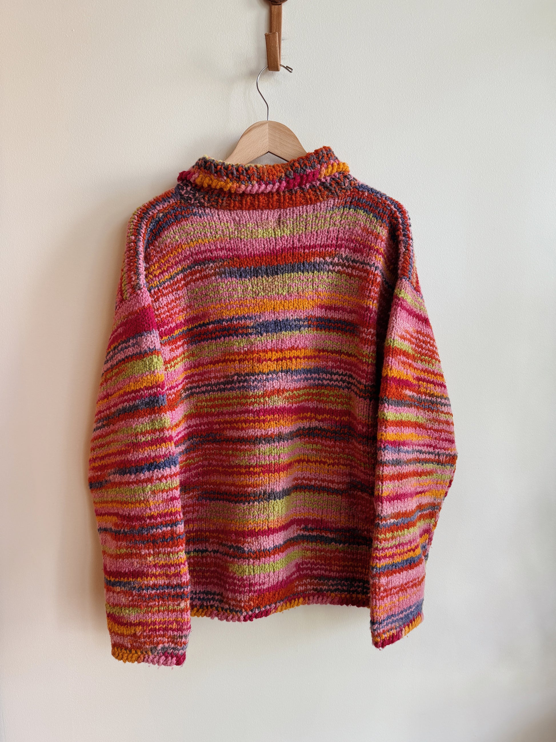 Striped Wool Zip Cardigan