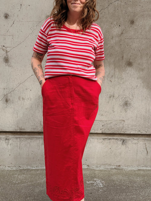 Crewelwork Red Skirt