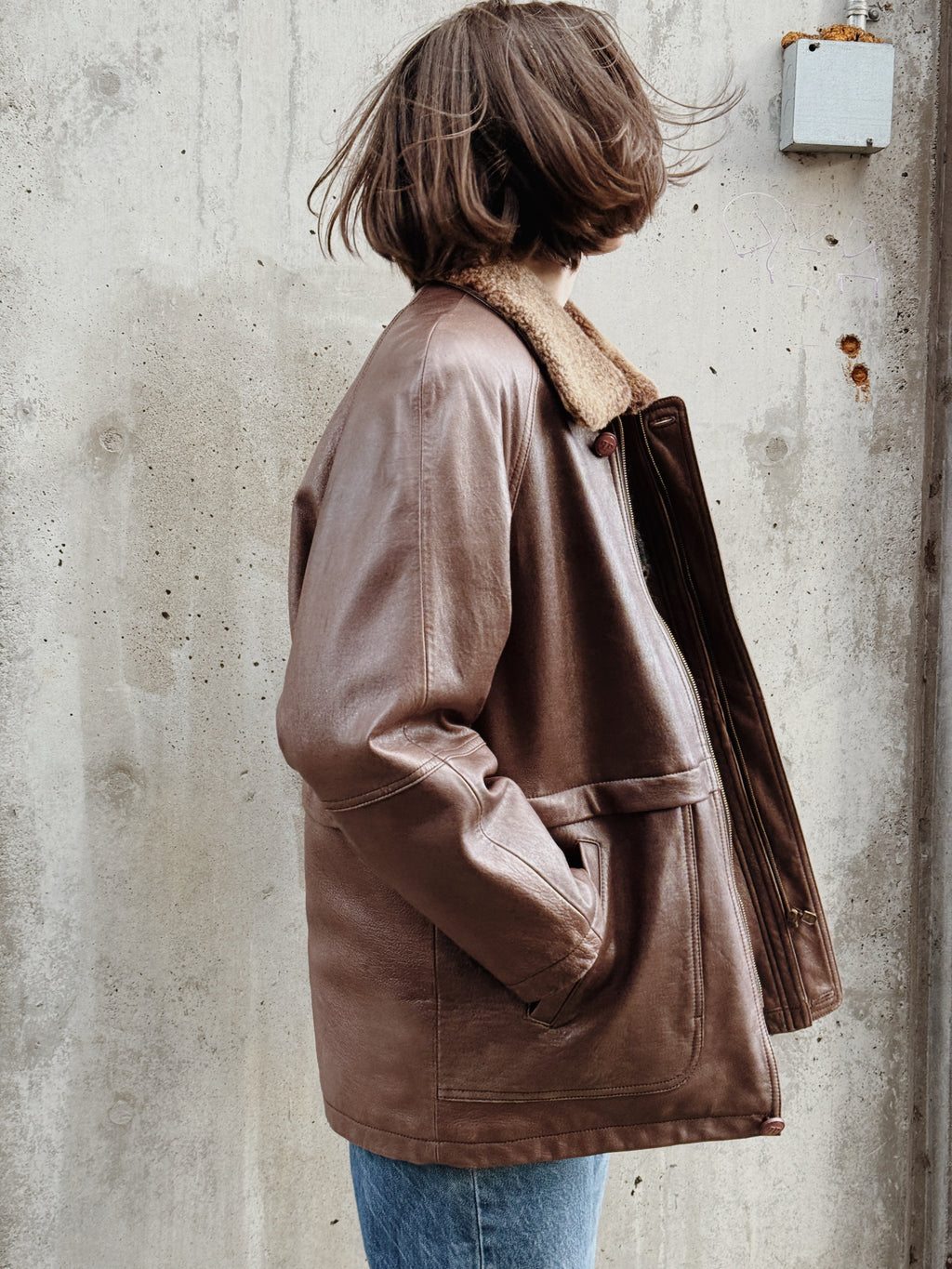 Brown (faux) Fur Trim Jacket