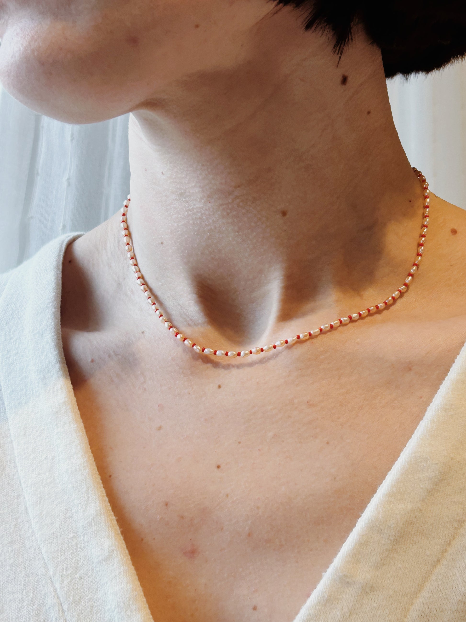 Vermillion + String of Pearls Necklace