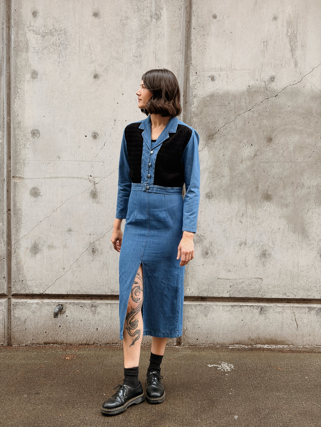 Velvet + Denim Dress