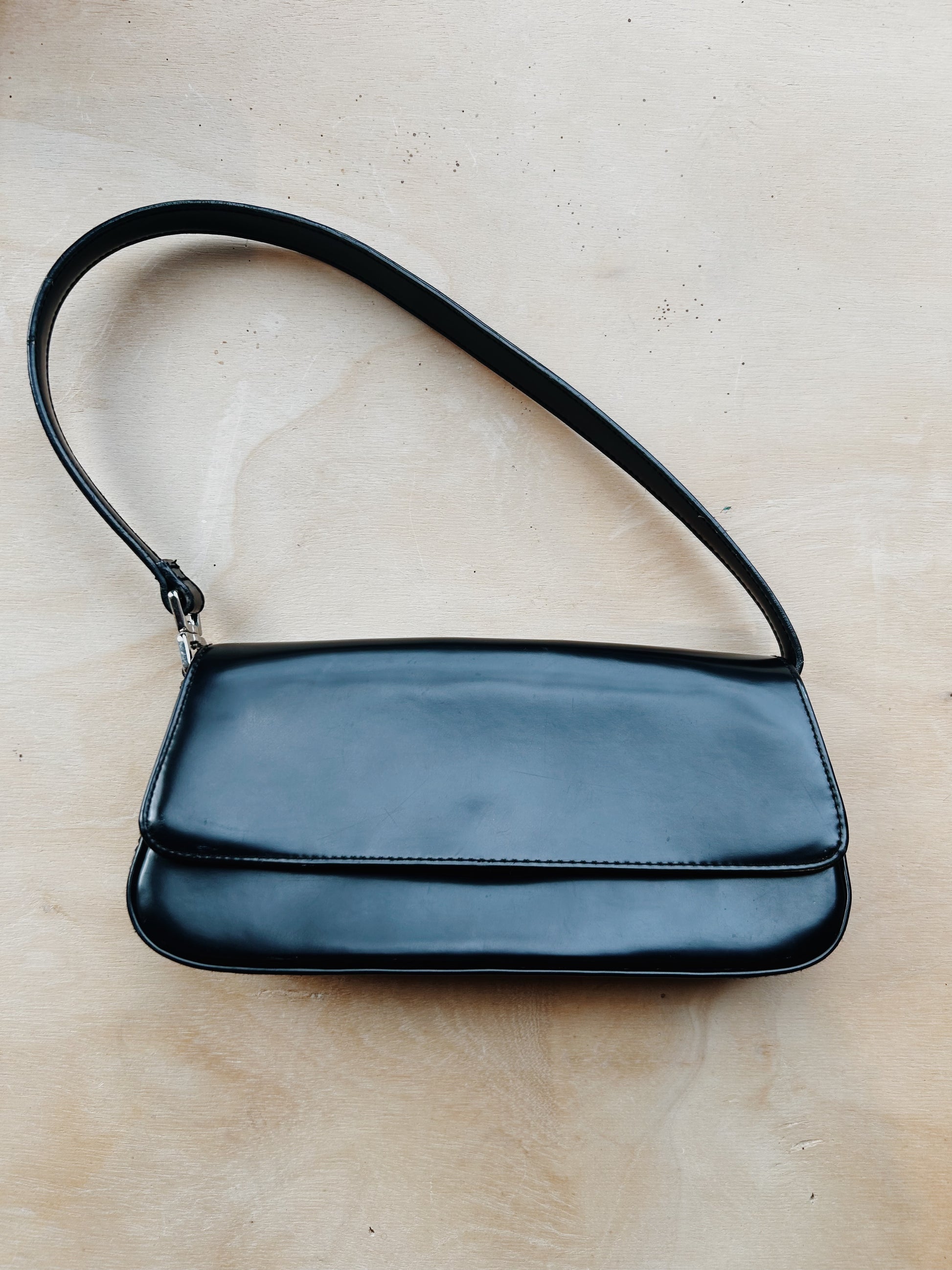 Black Patent Leather Mini Baguette