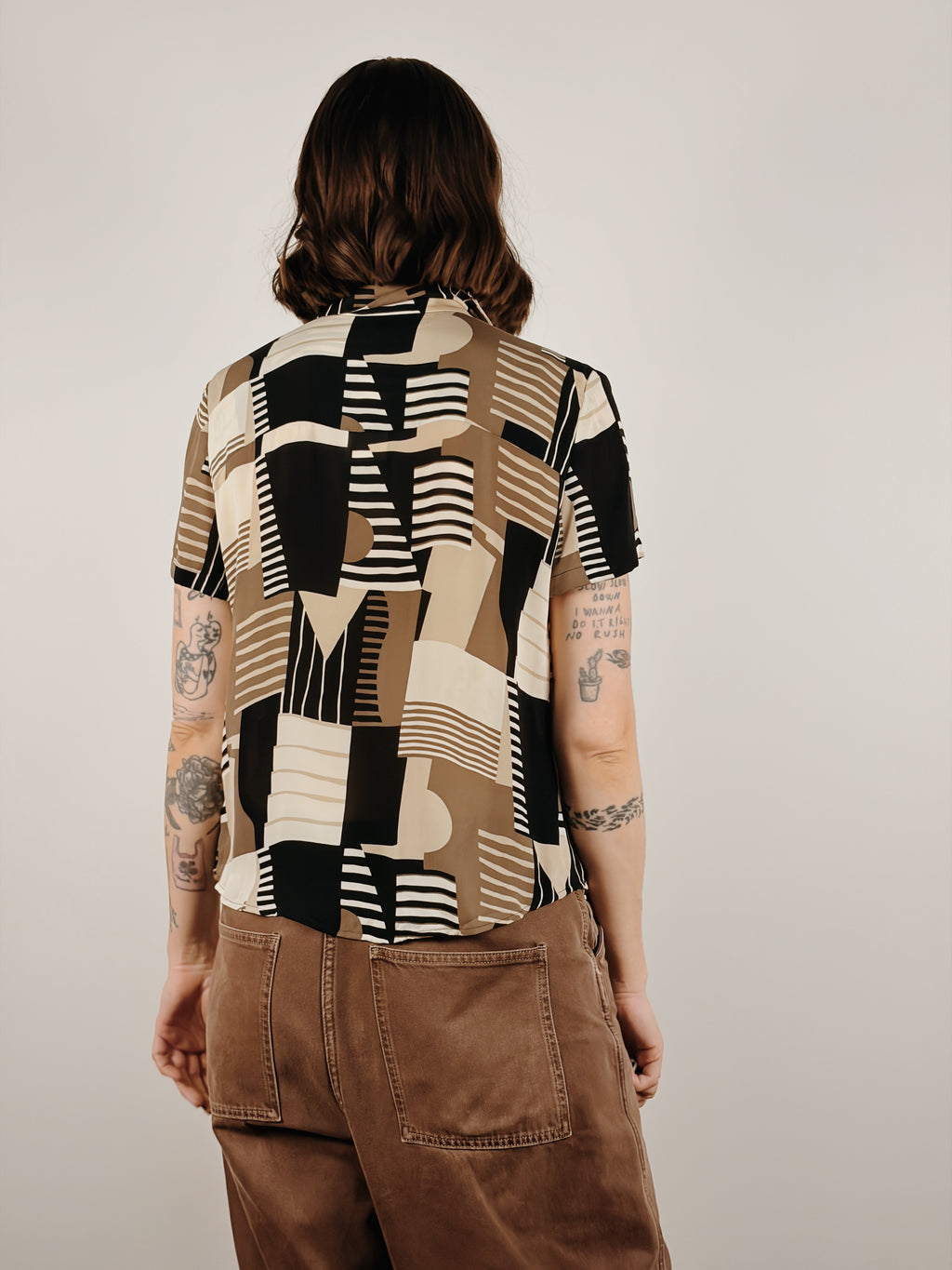 Silk Lines Short Sleeve Blouse