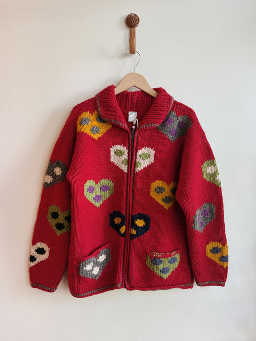 Hearts Wool Zip Cardigan