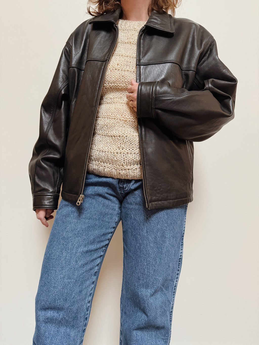 Lamb Leather Zip Jacket
